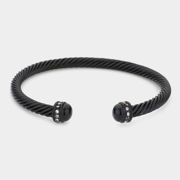 iFashionBox Jewelry - Black Twist Rope Cable Style Cuff Bracelet Bangle Metal Fashion Accessory Bling